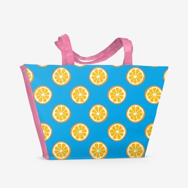 Пляжная сумка «Апельсины на синем фоне»