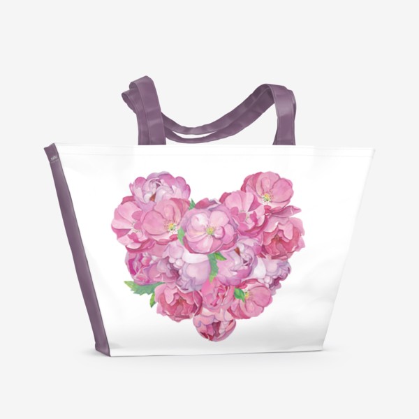 Пляжная сумка «Pink Flower Heart»