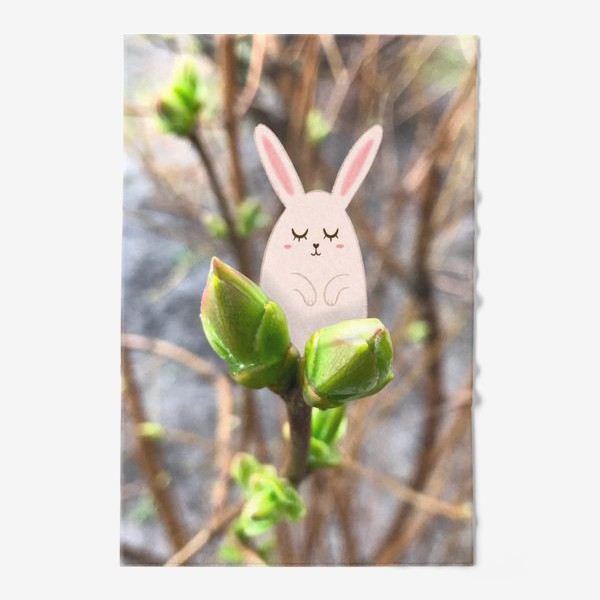 Полотенце «Малыш-зайчик и весенние листочки»