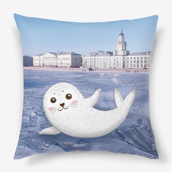 Подушка «Милый тюлень в Санкт-Петербурге»