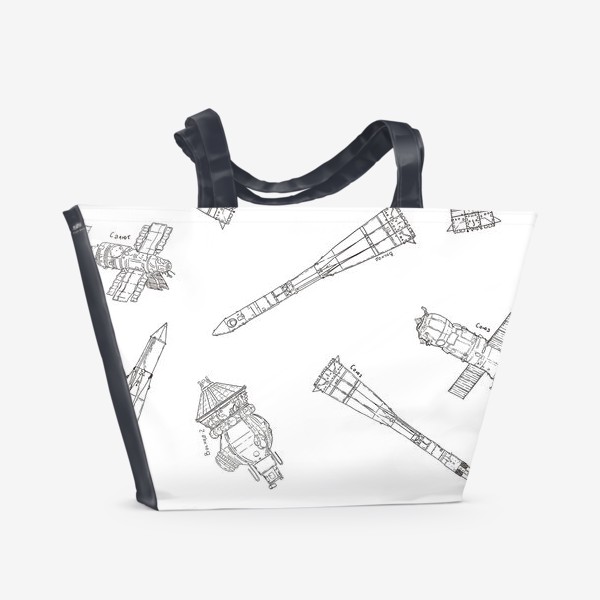 Пляжная сумка «Космопаттерн Космические аппараты и ракеты-носители»