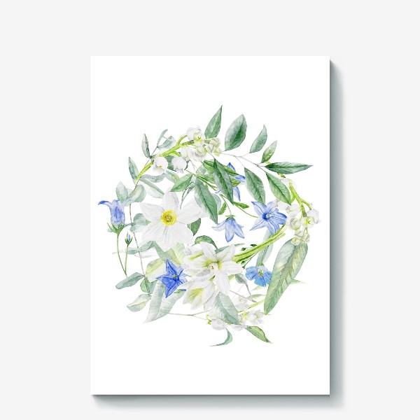 Холст «Весенние акварельные цветы»