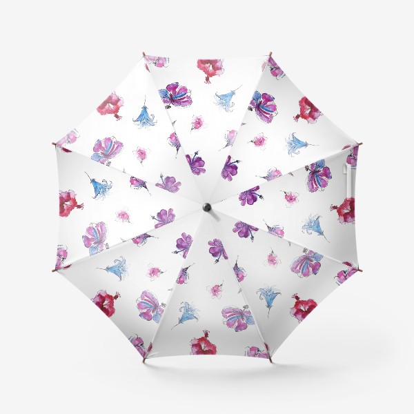 Зонт «Лиловые цветы. Акварельный паттерн»