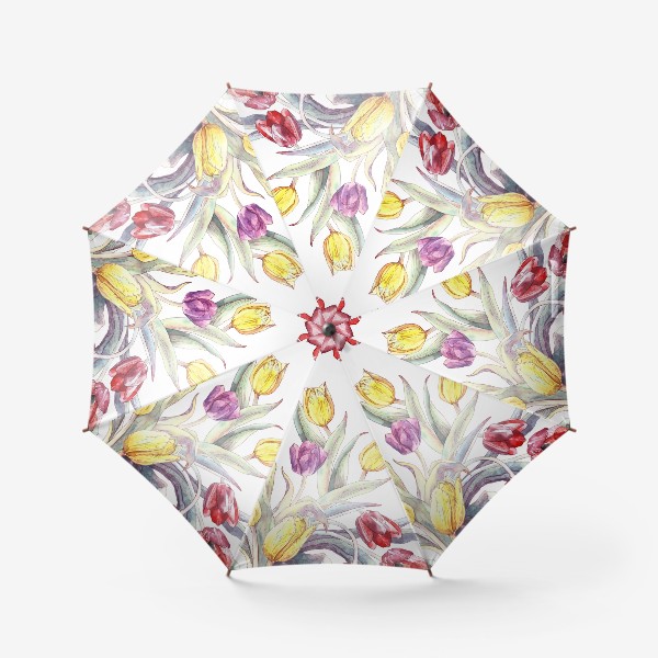Зонт «Тюльпановый паттерн на белом фоне»