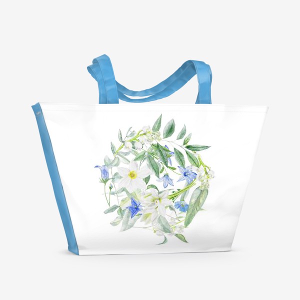 Пляжная сумка «Весенние акварельные цветы»