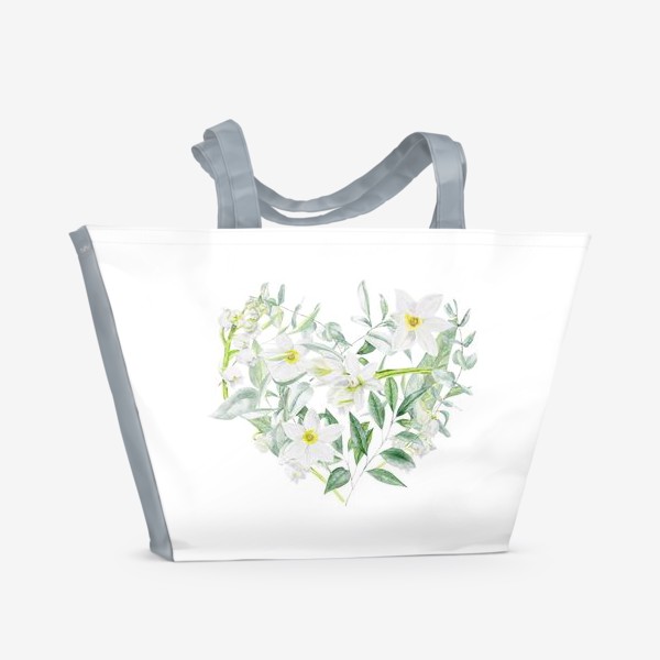 Пляжная сумка «Сердце из акварельных цветов»
