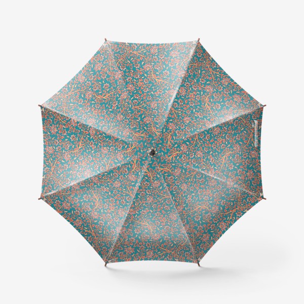 Зонт &laquo;Бесшовный декоративный паттерн с цветами на бирюзовом фоне. &raquo;