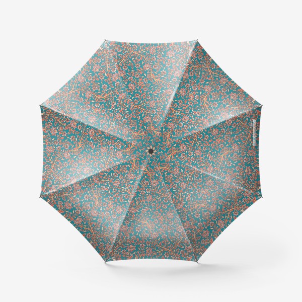 Зонт «Бесшовный декоративный паттерн с цветами на бирюзовом фоне. »