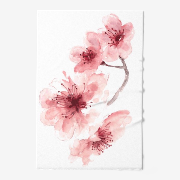 Полотенце «Акварельный принт Цветы сакура»