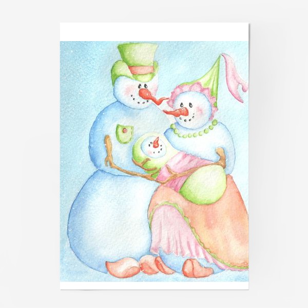 Постер &laquo;Снеговички - Семейная пара&raquo;
