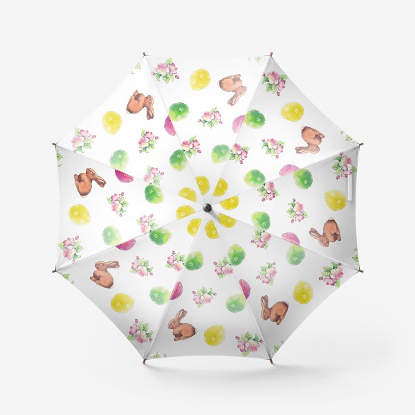 Зонт «Узор с пасхальными зайчиками, яйцами и цветами яблони»