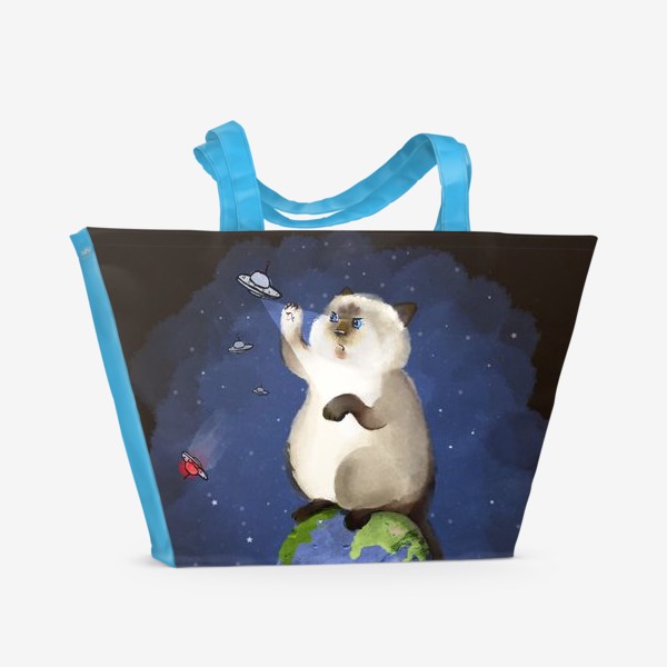 Пляжная сумка «Кот космический защитник»