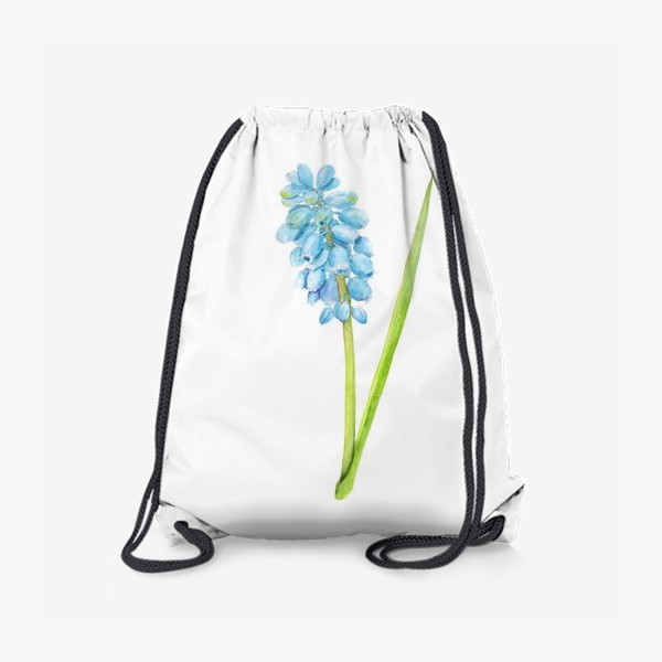 Рюкзак &laquo;Ботаническая акварельная иллюстрация, весенний голубой цветок, мускари (мышиный гиацинт)&raquo;