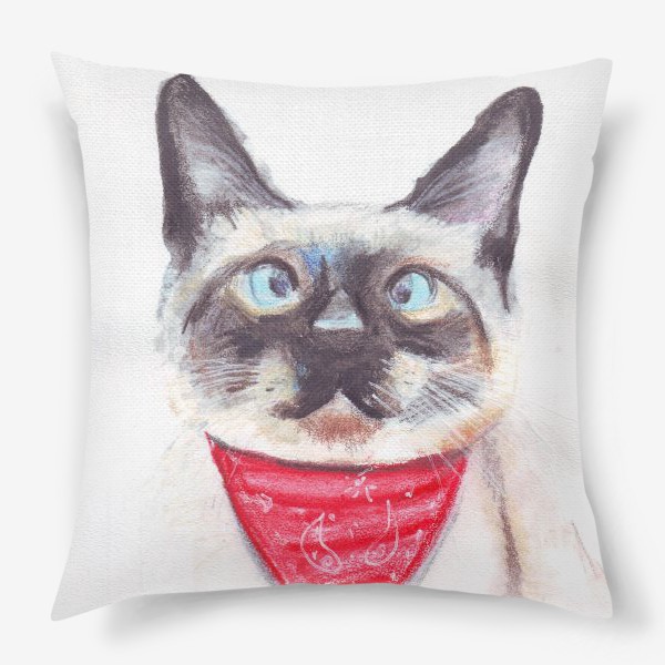 Подушка «Сиамский кот в красном платке»