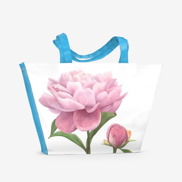 Пляжная сумка «Розовый пион с бутоном»