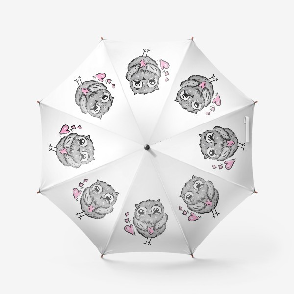 Зонт «Сова с сердечками»