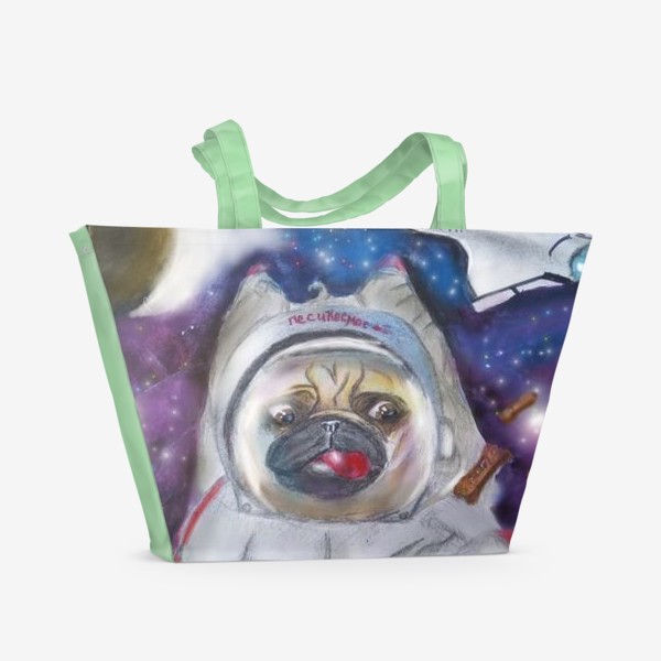 Пляжная сумка «Мопс и космос»