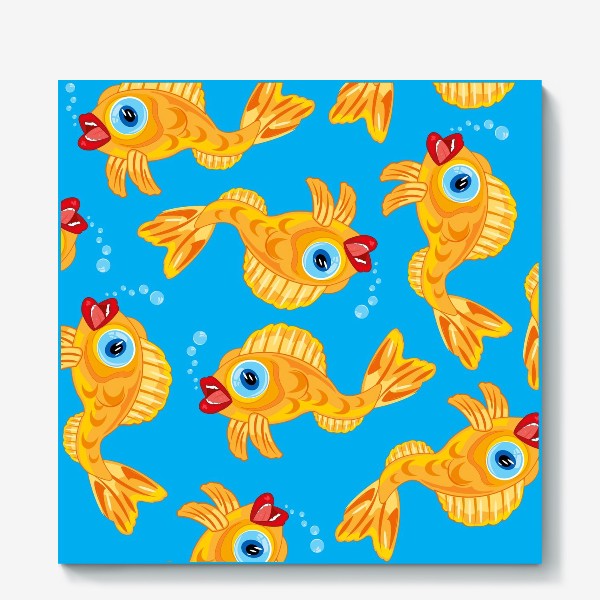 Холст «Золотая рыбка в воде декоративный узор»