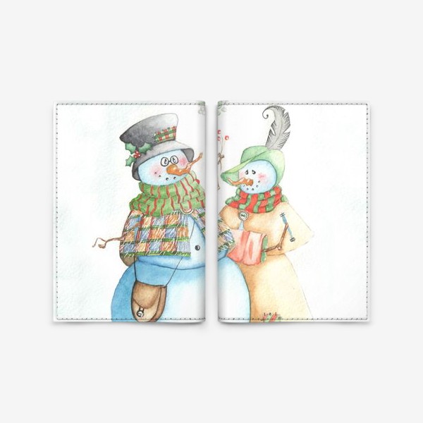 Обложка для паспорта «Снеговички - Влюбленные»