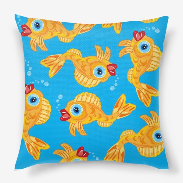 Подушка &laquo;Золотая рыбка в воде декоративный узор&raquo;