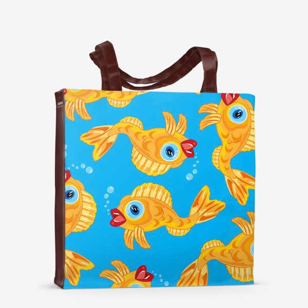 Сумка-шоппер «Золотая рыбка в воде декоративный узор»