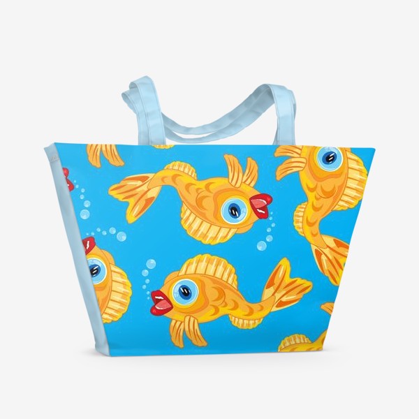 Пляжная сумка «Золотая рыбка в воде декоративный узор»