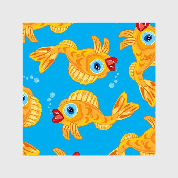 Шторы &laquo;Золотая рыбка в воде декоративный узор&raquo;