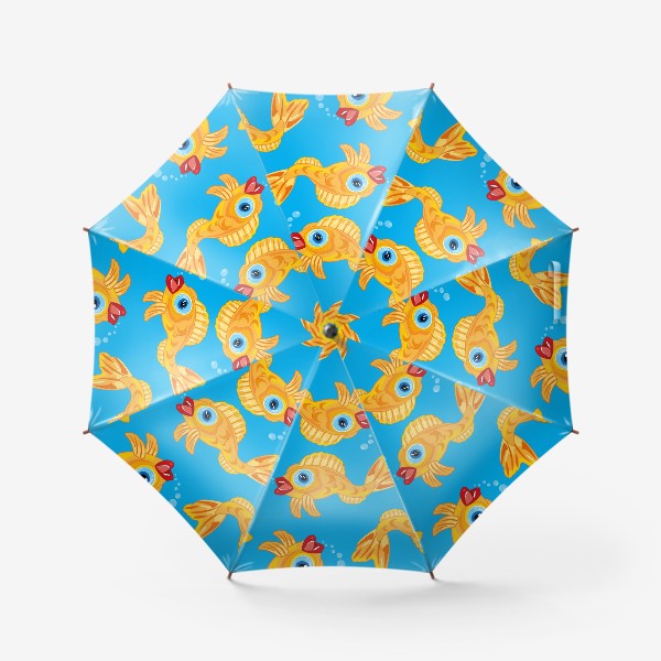 Зонт «Золотая рыбка в воде декоративный узор»