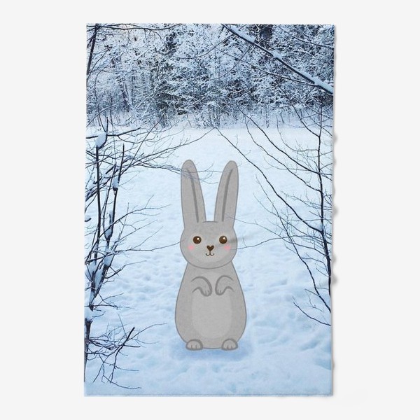Полотенце «Зайчик в зимнем лесу»