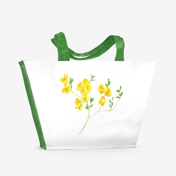 Пляжная сумка «Ботаническая иллюстрация с дроком»