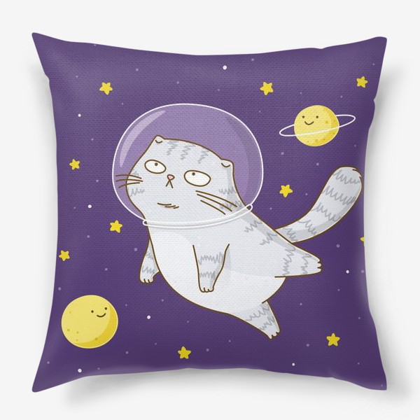 Подушка «Кот-астронавт в космосе»