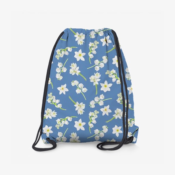 Рюкзак «Орнамент с весенними цветами на синем фоне»