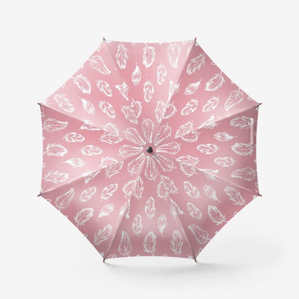 Зонт «Белые перышки на розовом бесшовный паттерн»