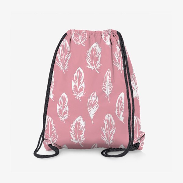 Рюкзак «Белые перышки на розовом бесшовный паттерн»