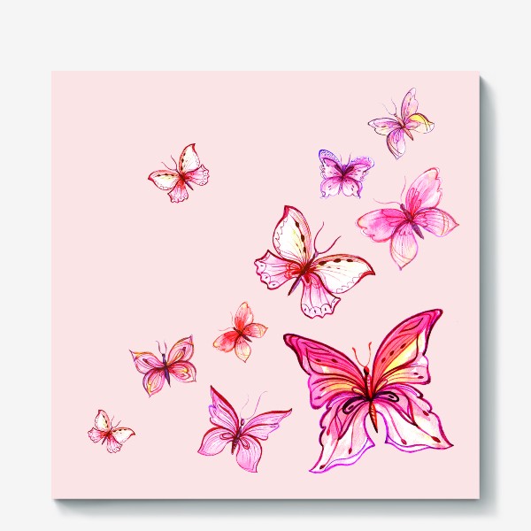 Холст «Акварельные бабочки»
