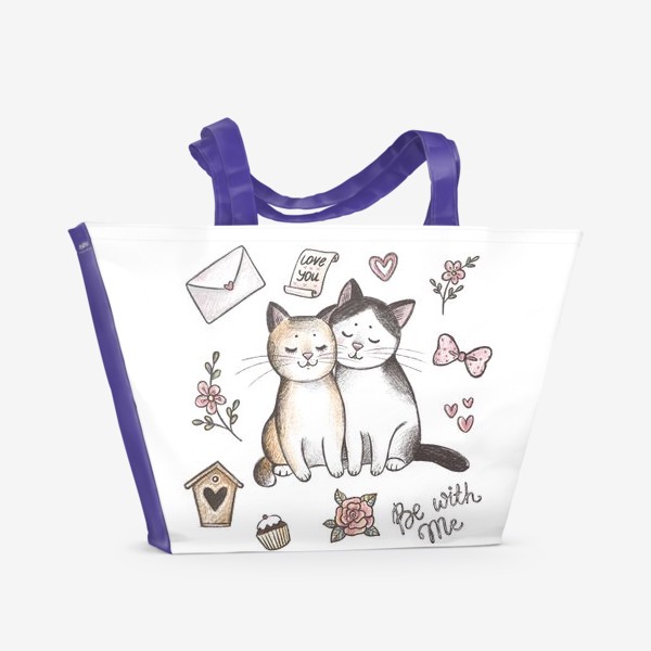 Пляжная сумка «Влюбленные котики»