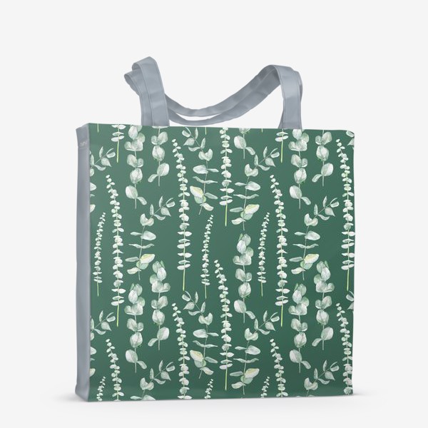Сумка-шоппер «Орнамент с ветками эвкалипта на зеленом фоне»