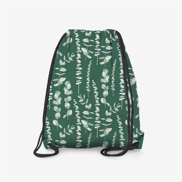 Рюкзак «Орнамент с ветками эвкалипта на зеленом фоне»