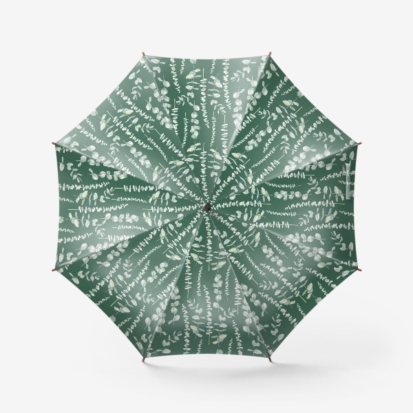 Зонт &laquo;Орнамент с ветками эвкалипта на зеленом фоне&raquo;