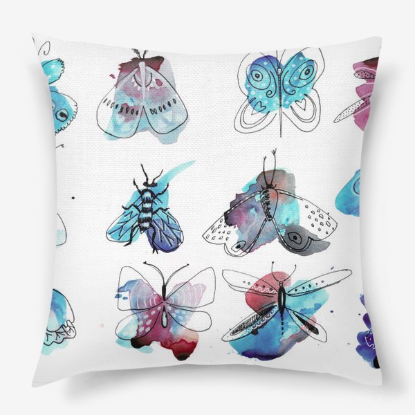Подушка «Акварельные бабочки»