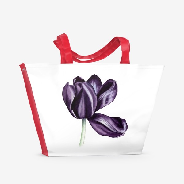 Пляжная сумка «Ботаническая иллюстрация с акварельным тюльпаном»