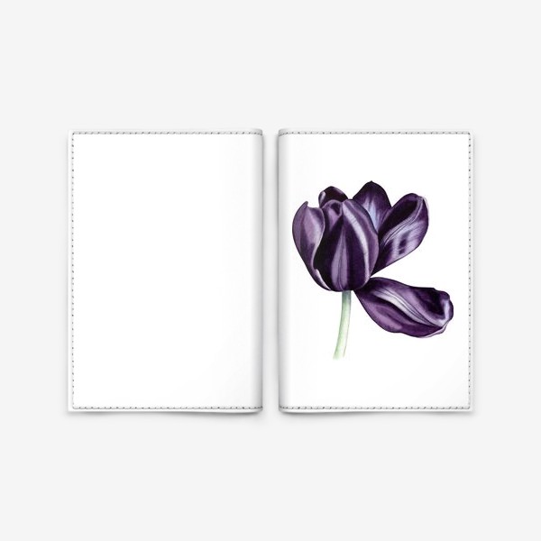 Обложка для паспорта &laquo;Ботаническая иллюстрация с акварельным тюльпаном&raquo;