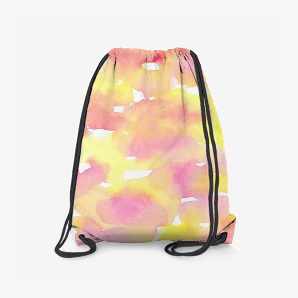 Рюкзак «Акварельный  летний принт, абстрактные пятна розовые, желтые, оранжевые, кораловые  на белом фоне»