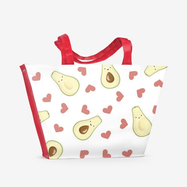 Пляжная сумка «Авокадо с любовью. Паттерн»