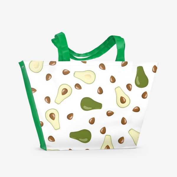 Пляжная сумка «Авокадо с косточками. Паттерн»