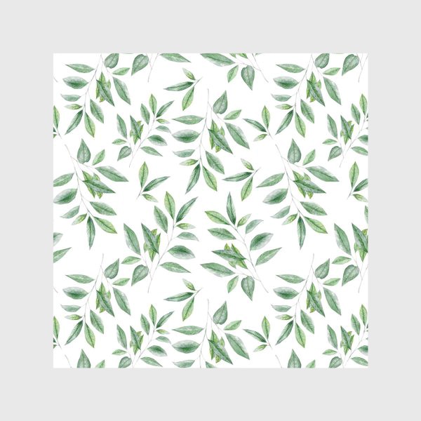 Скатерть «Орнамент с зелеными веточками на белом»