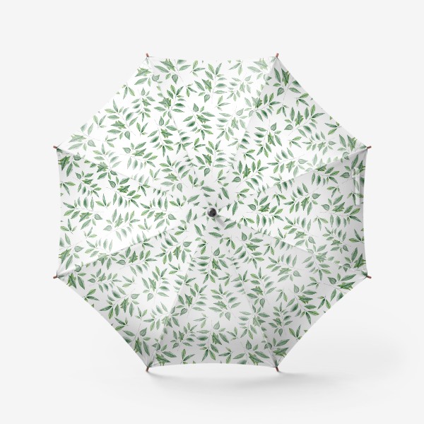Зонт «Орнамент с зелеными веточками на белом»