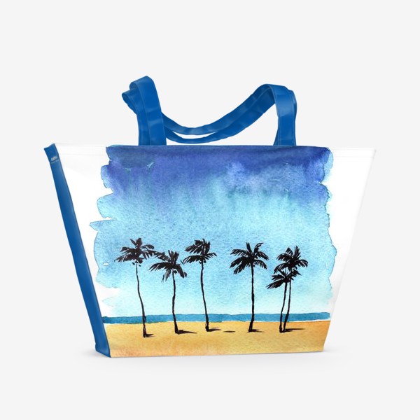 Пляжная сумка «акварель пляж с пальмами»