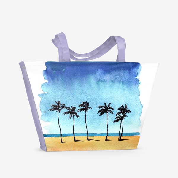 Пляжная сумка «акварель пляж с пальмами»