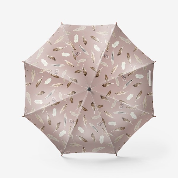 Зонт «Узор с акварельными перышками»